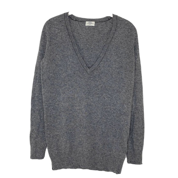 Wallace Sweater Melange Gray Long Sleeve V-Neck Wool Rabbit Cashmere Sz XS - Picture 1 of 5